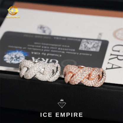 Iced Out Rose Gold Moissanite Cuban Chain