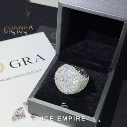 Iced Out 925 Silver Moissanite Ring