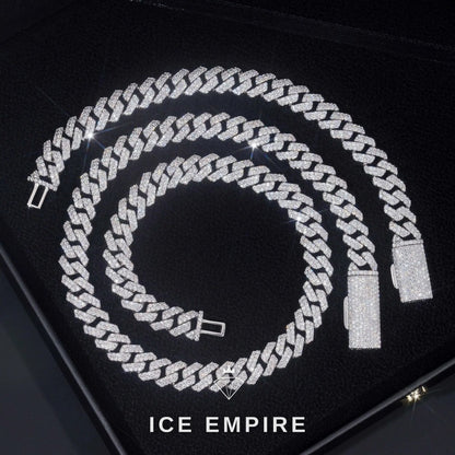 Iced Out 925 Silver Moissanite Cuban Chain