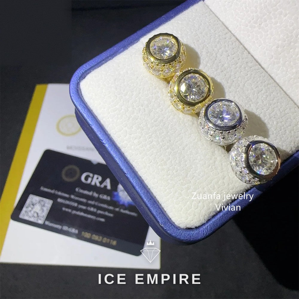Iced Out 925 Silver Moissanite Earrings