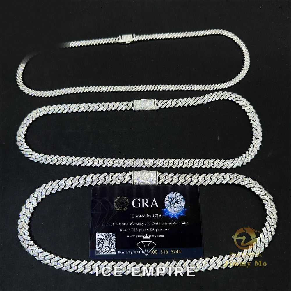 Iced Out 925 Silver Moissanite Cuban Chain