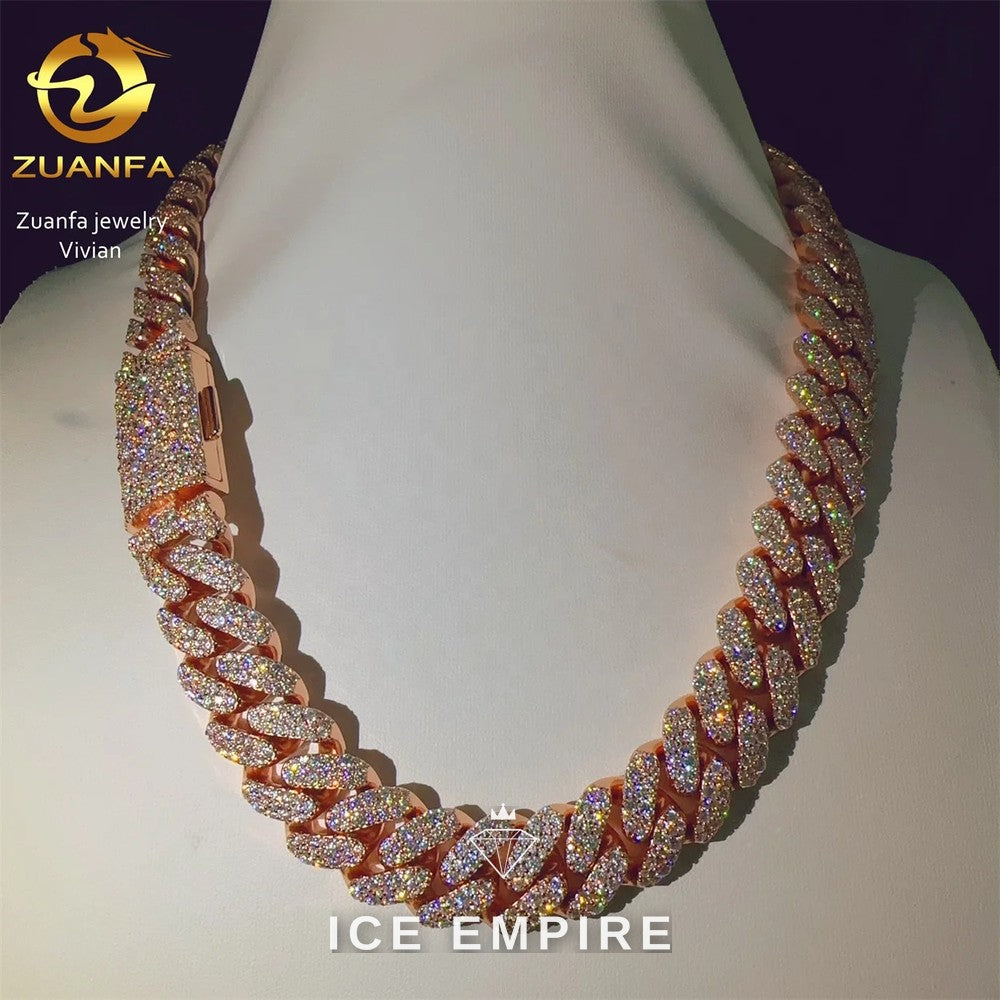 Iced Out Rose Gold Plated Moissanite Cuban Chain