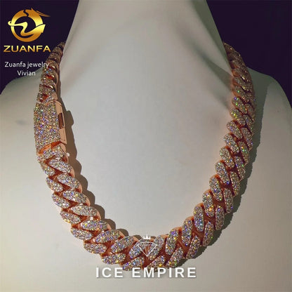 Iced Out Rose Gold Plated Moissanite Cuban Chain
