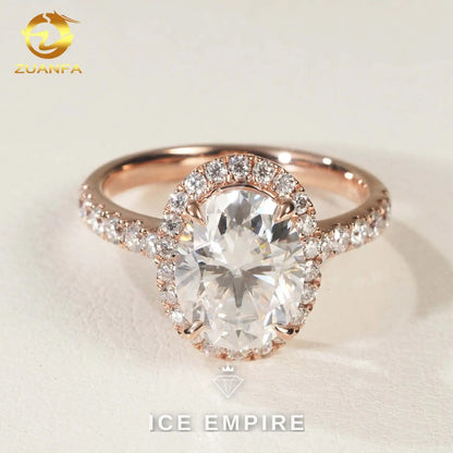 Iced Out Rose Gold Moissanite Engagement Ring