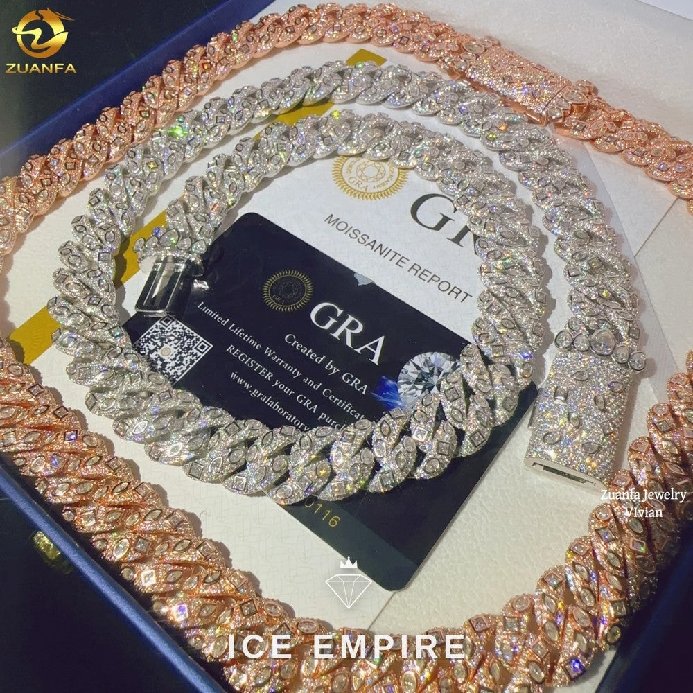 Iced Out Rose Gold Plated Moissanite Cuban Chain