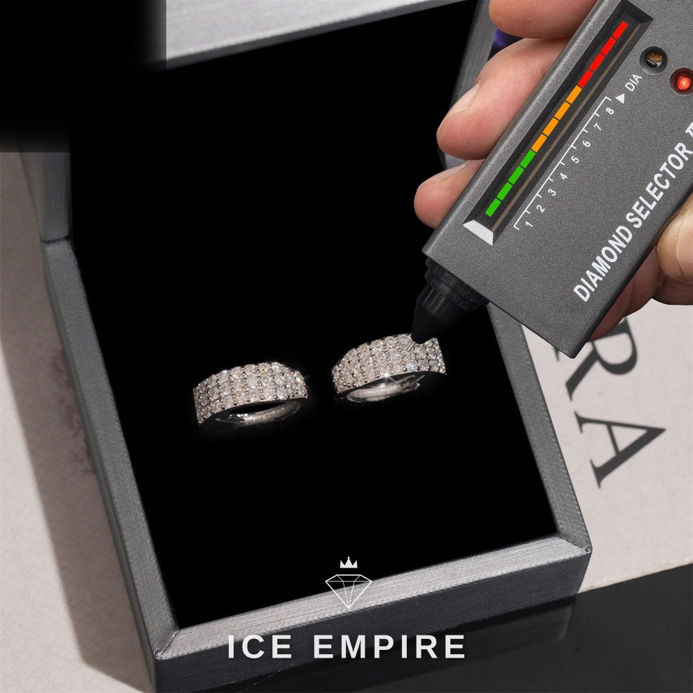 Iced Out 925 Silver Moissanite Hoop Earrings