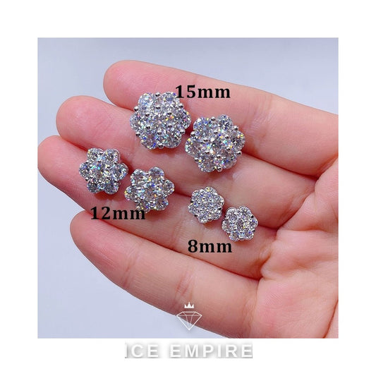 Iced Out Cluster 925 Silver Moissanite Earrings
