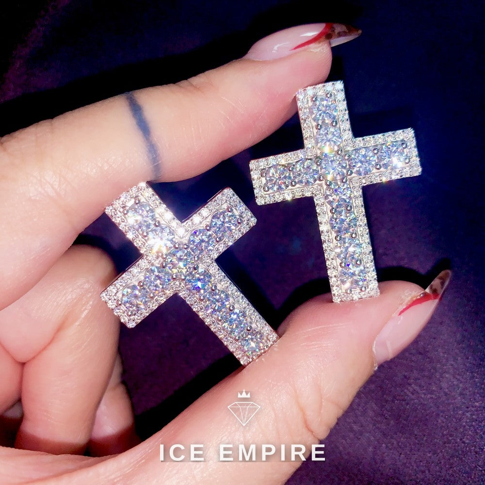 Iced Out Cross 925 Silver Moissanite Pendant