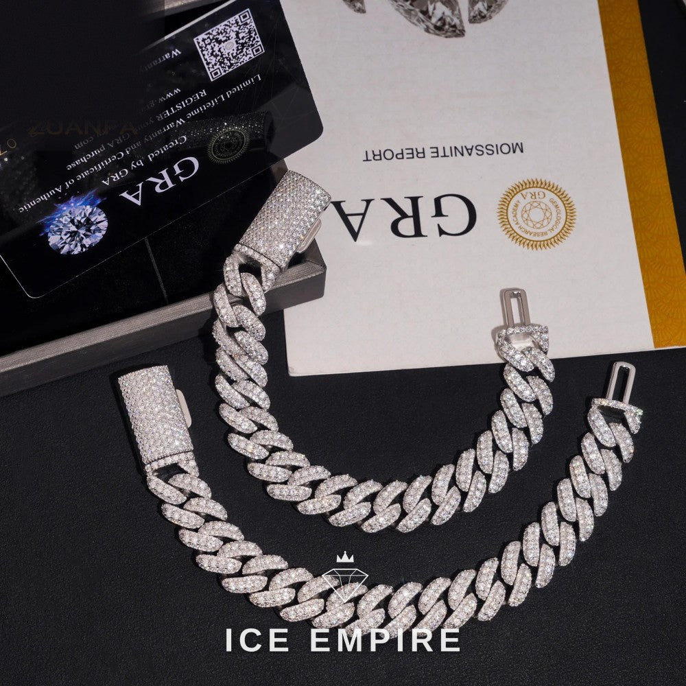 Iced Out 925 Silver Moissanite Cuban Chain