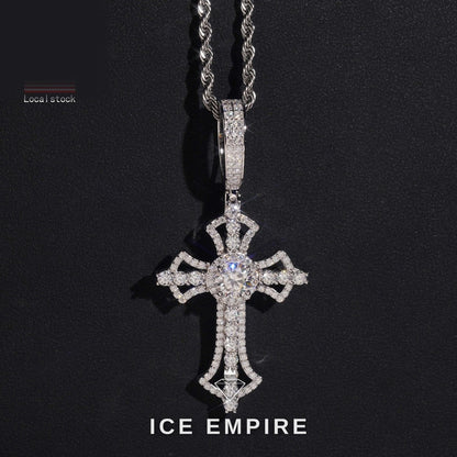 Iced Out Cross 925 Silver Moissanite Pendant