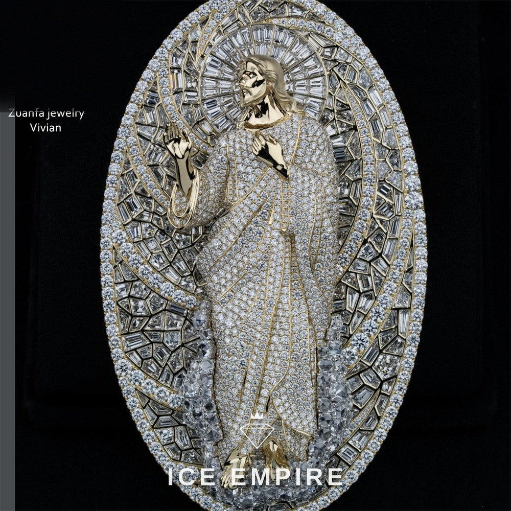 Iced Out Cross 925 Silver Moissanite Pendant