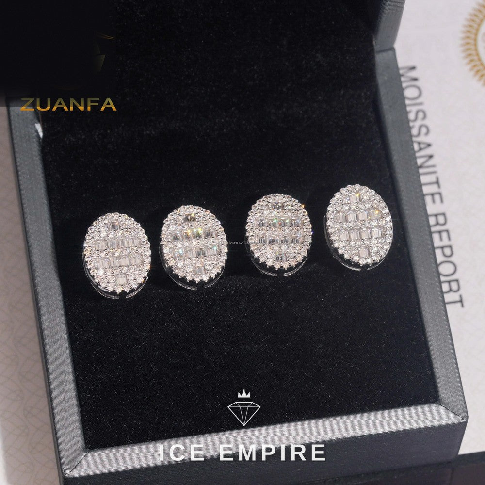 Iced Out Gold Plated Moissanite Stud Earrings
