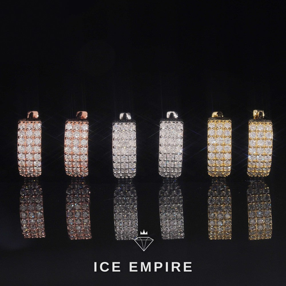 Iced Out 925 Silver Moissanite Hoop Earrings
