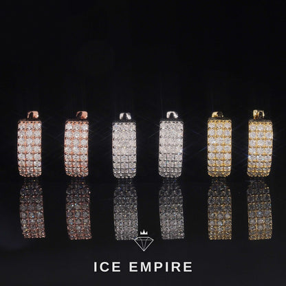 Iced Out 925 Silver Moissanite Hoop Earrings