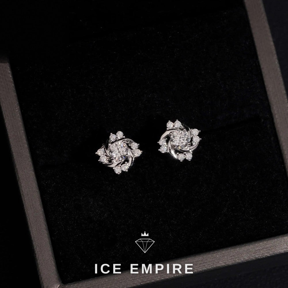 Iced Out 14K Gold Moissanite Stud Earrings