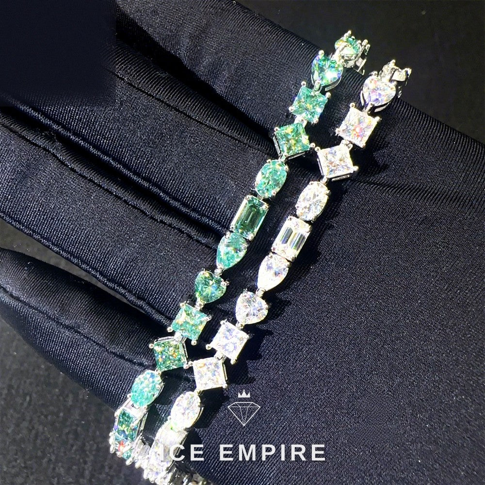 Iced Out Cluster 925 Silver Moissanite Tennis Chain
