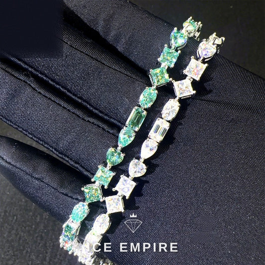 Iced Out Cluster 925 Silver Moissanite Tennis Chain