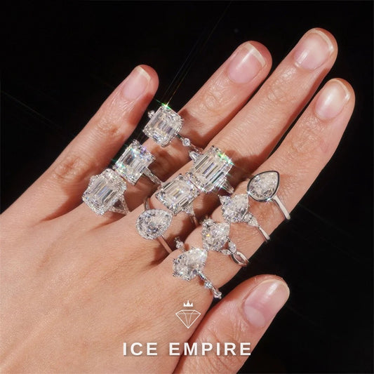 Iced Out 925 Silver Moissanite Engagement Ring