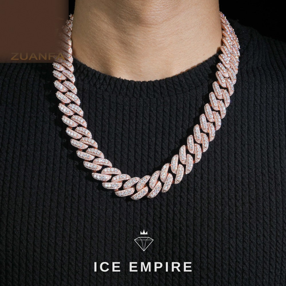 Iced Out Rose Gold Plated Moissanite Cuban Chain