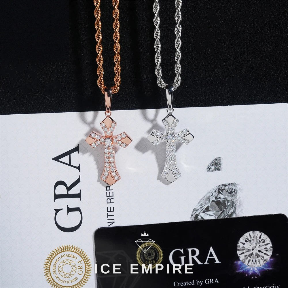Iced Out Cross 925 Silver Pendant