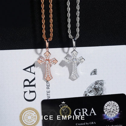 Iced Out Cross 925 Silver Pendant