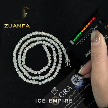 Iced Out 925 Silver Moissanite Tennis Chain