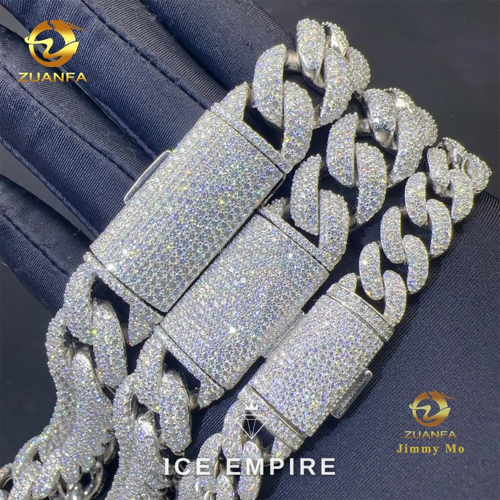 Iced Out 925 Silver Moissanite Cuban Chain