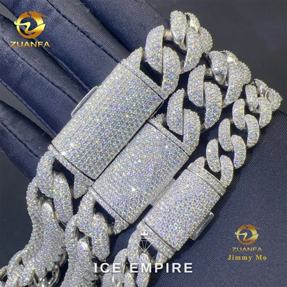 Iced Out 925 Silver Moissanite Cuban Chain