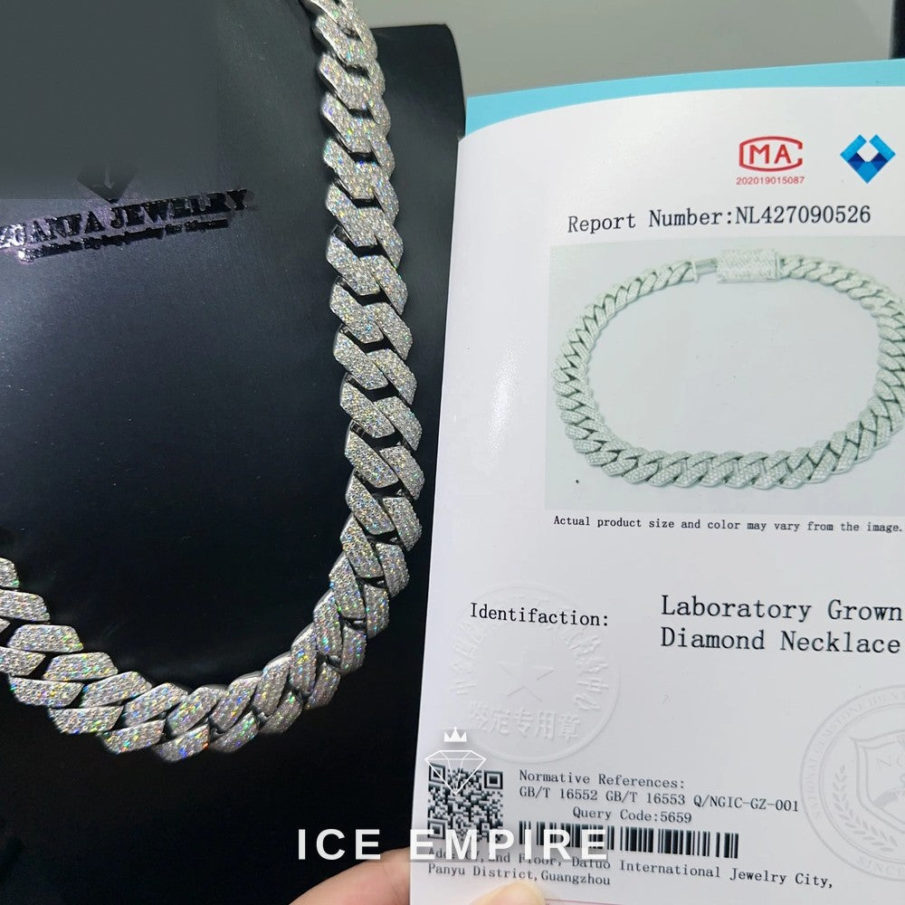 Iced Out 925 Silver Lab Grown Diamond Cuban Chain