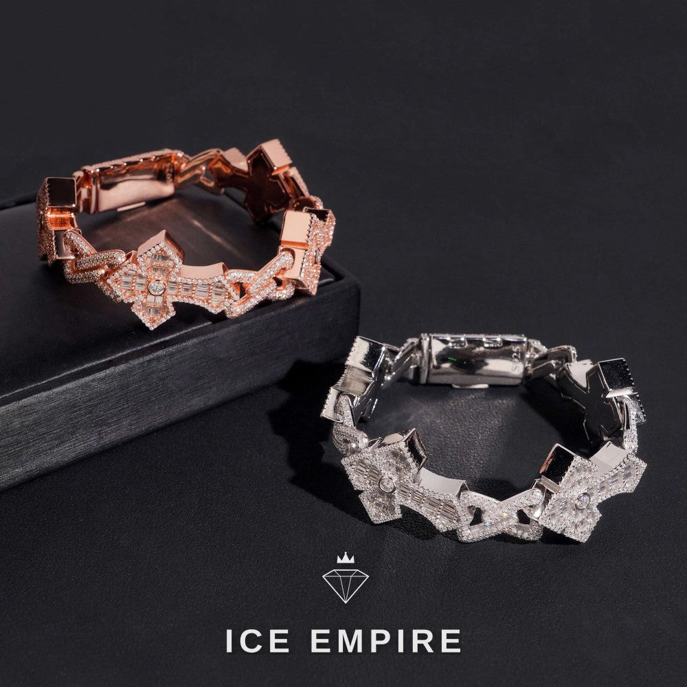 Iced Out Cross 925 Silver Moissanite Bracelet