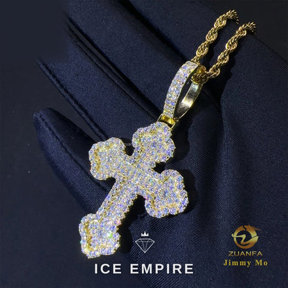 Iced Out Cross 925 Silver Pendant