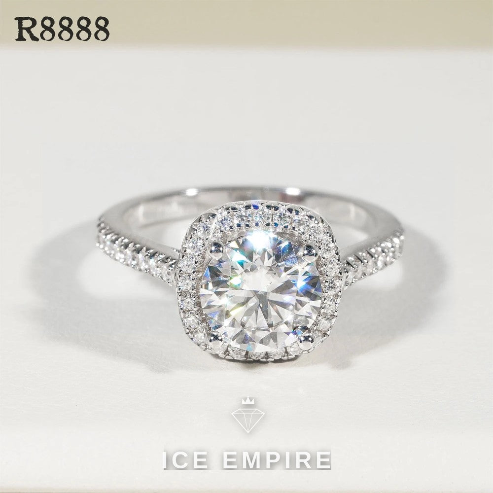 Iced Out 925 Silver Moissanite Engagement Ring