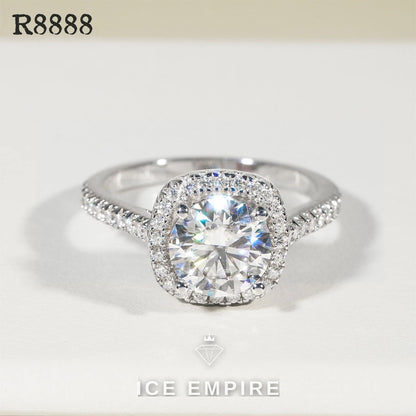 Iced Out 925 Silver Moissanite Engagement Ring