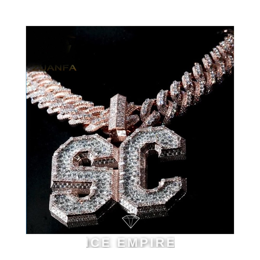 Iced Out Baguette 925 Silver Moissanite Pendant