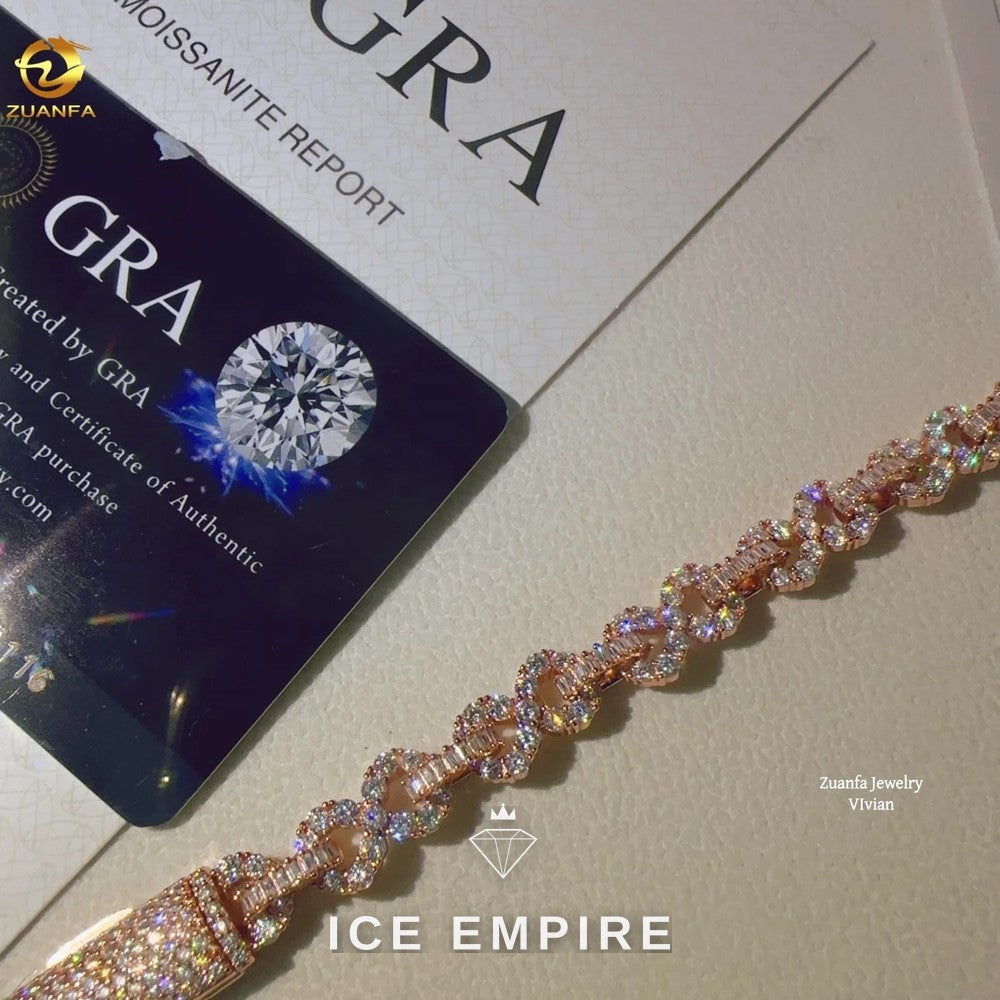 Iced Out 925 Silver Moissanite Cuban Chain