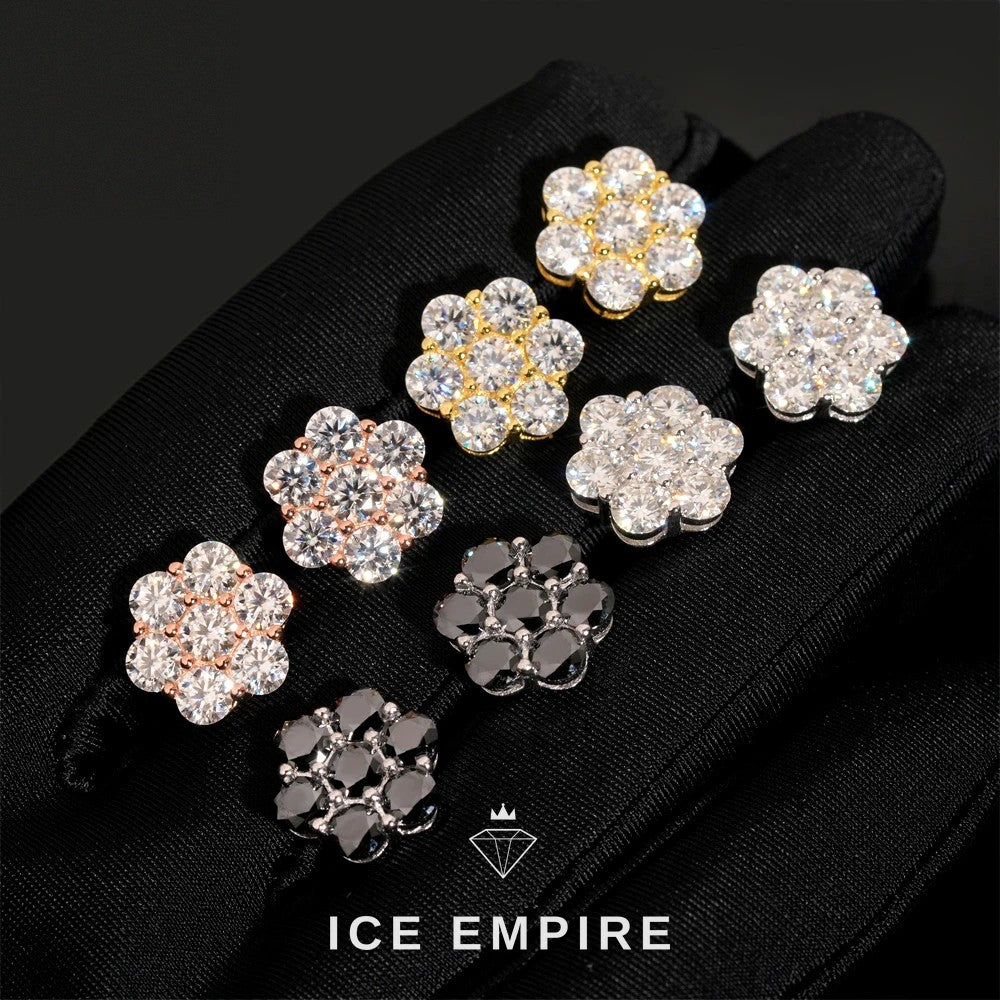Iced Out Cluster Rose Gold Plated Moissanite Stud Earrings