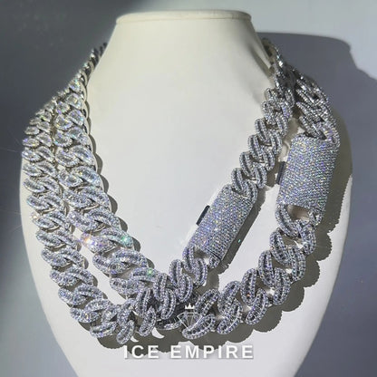 Iced Out Baguette Gold Plated Moissanite Cuban Chain