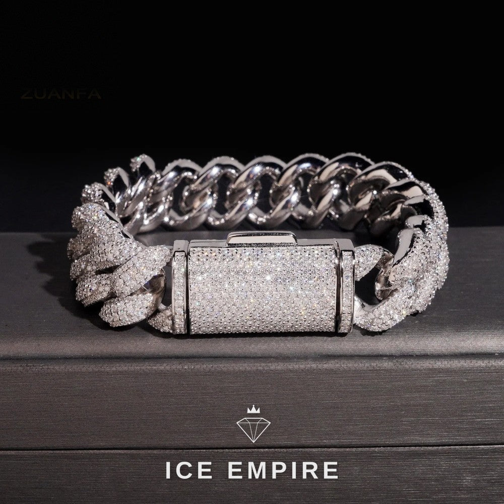 Iced Out 925 Silver Moissanite Cuban Chain