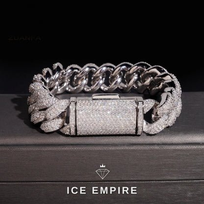 Iced Out 925 Silver Moissanite Cuban Chain