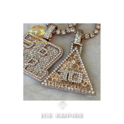 Iced Out Baguette Rose Gold Plated Moissanite Cuban Chain