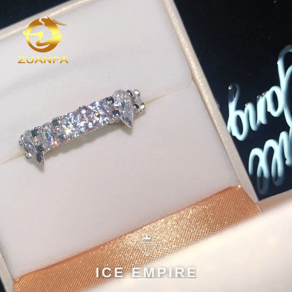 Iced Out 925 Silver Moissanite Engagement Ring