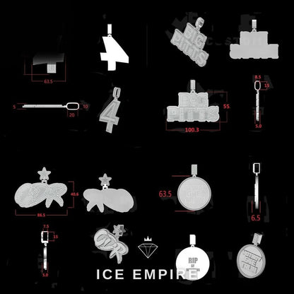 Iced Out Baguette 925 Silver Pendant