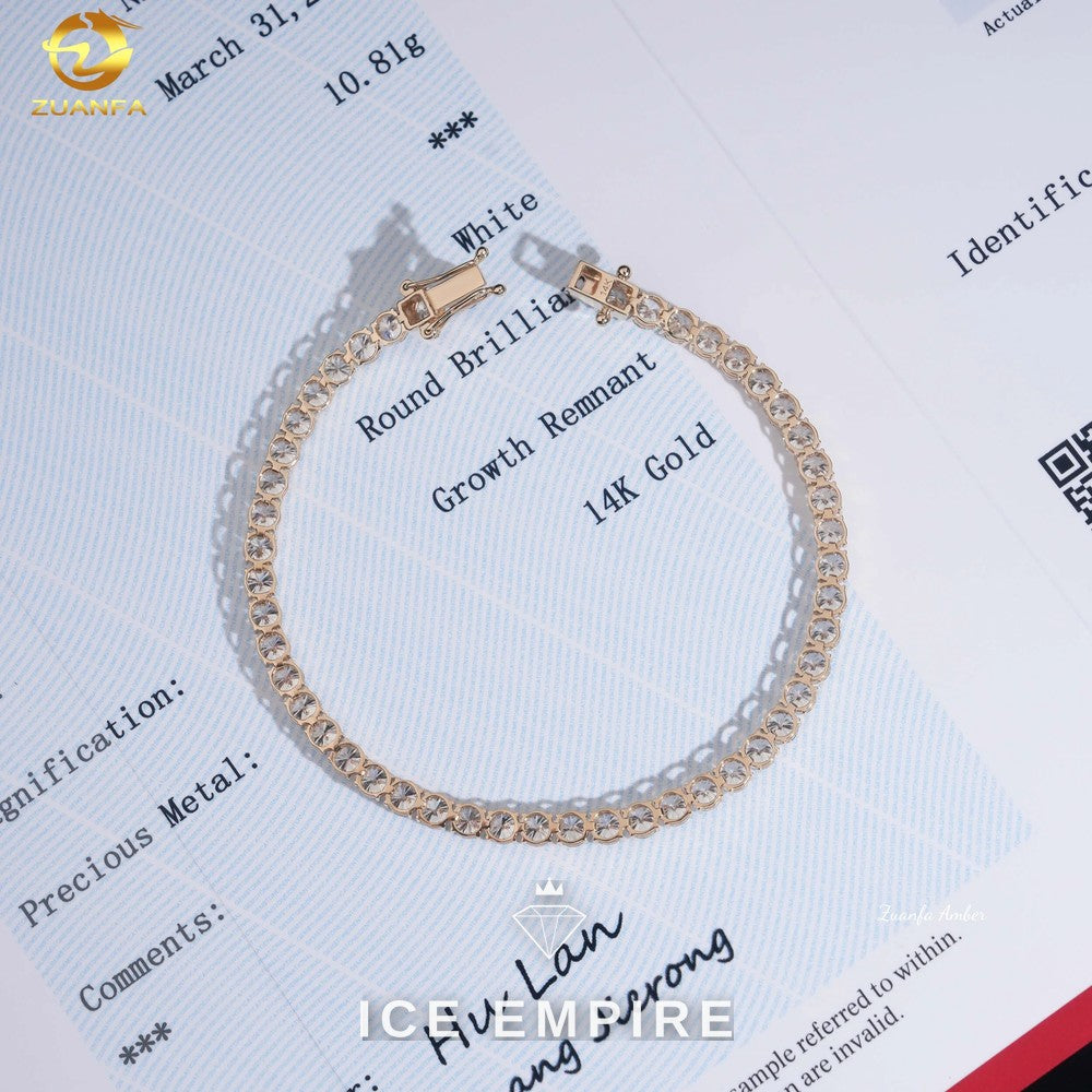 Iced Out 14K Gold Lab Grown Diamond Tennis Bracelet