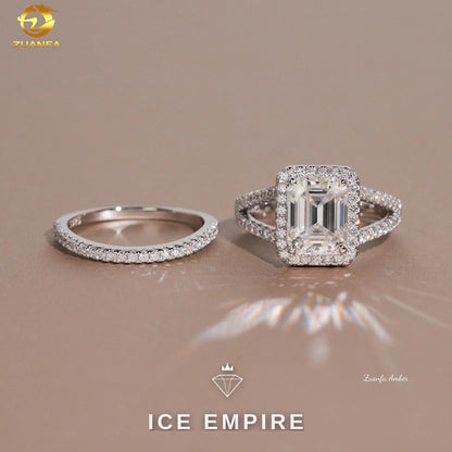 Iced Out 925 Silver Moissanite Wedding Band