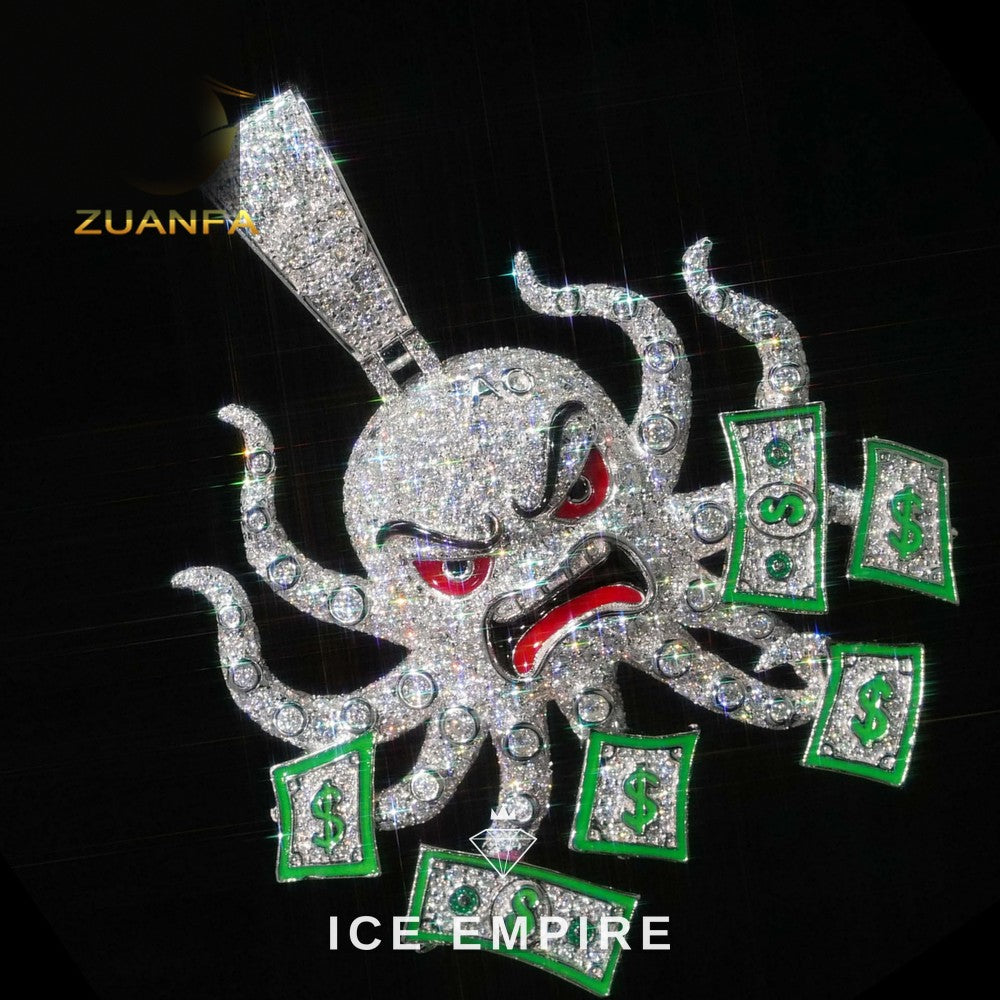 Iced Out Baguette 925 Silver Moissanite Pendant