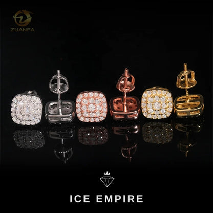 Iced Out 18K Gold Moissanite Stud Earrings