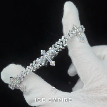 Iced Out Cross 925 Silver Moissanite Cuban Chain