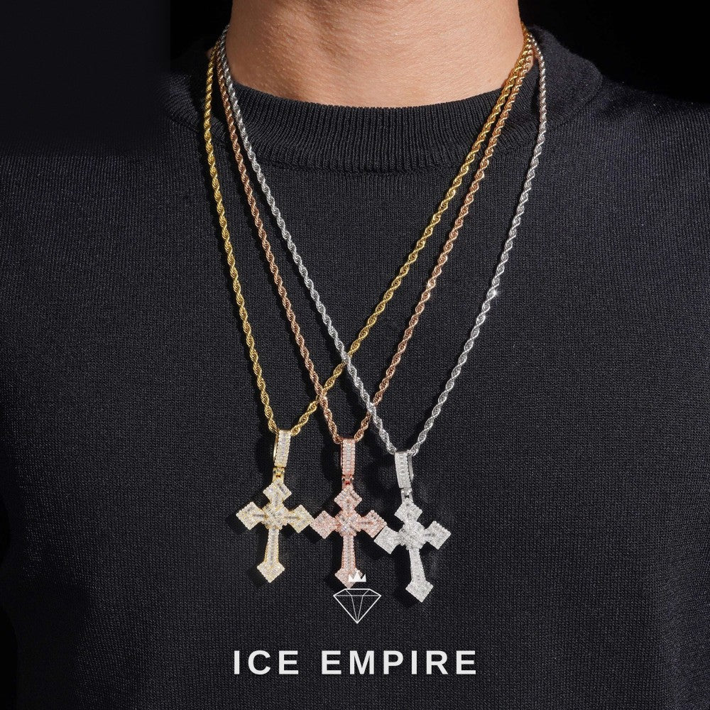 Iced Out Cross 925 Silver Moissanite Pendant