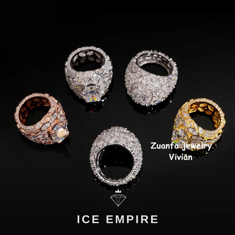 Iced Out 925 Silver Moissanite Ring