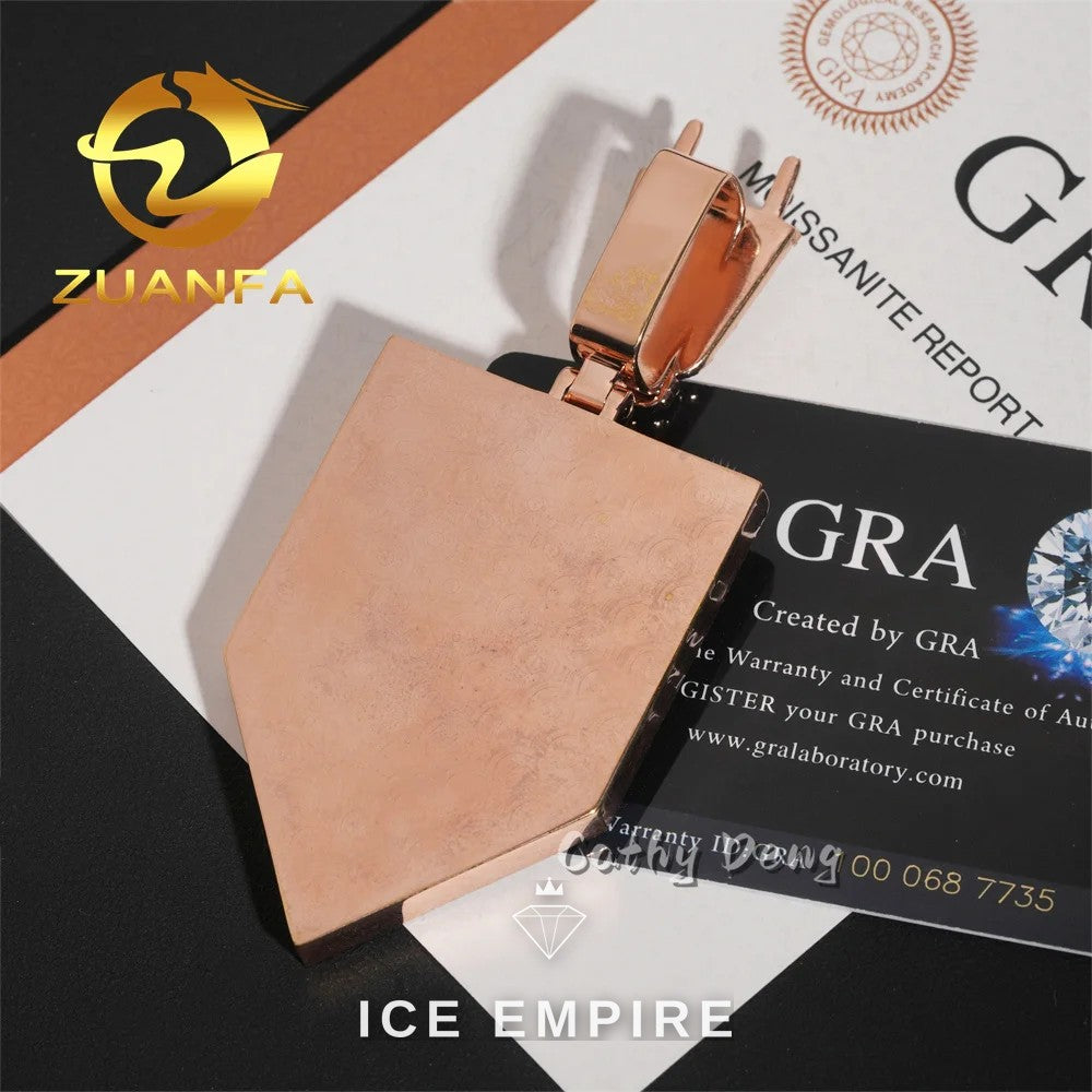 Iced Out Baguette Rose Gold Plated Moissanite Cuban Chain